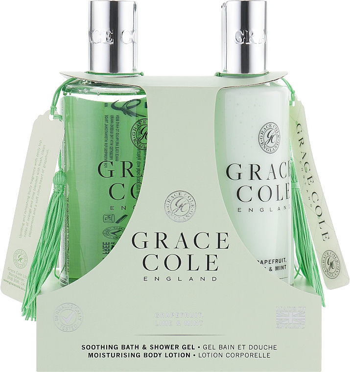 Zestaw - Grace Cole Grapefruit, Lime & Mint (sh/gel/300ml + b/lot/300ml) — Zdjęcie N1