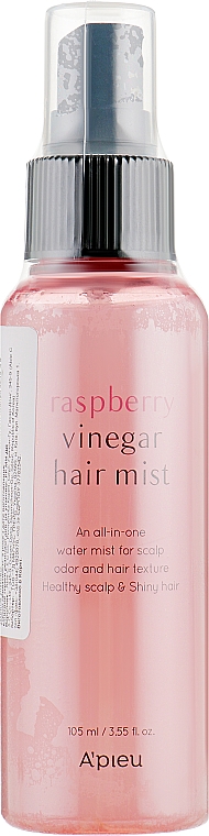 Mgiełka do włosów z octem malinowym - A'pieu Raspberry Vinegar Hair Mist — Zdjęcie N1