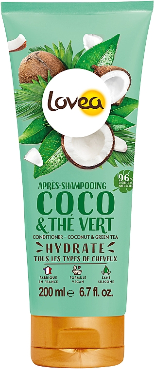 Odżywka do włosów Kokos i zielona herbata - Lovea Conditioner Coconut & Green Tea — Zdjęcie N1