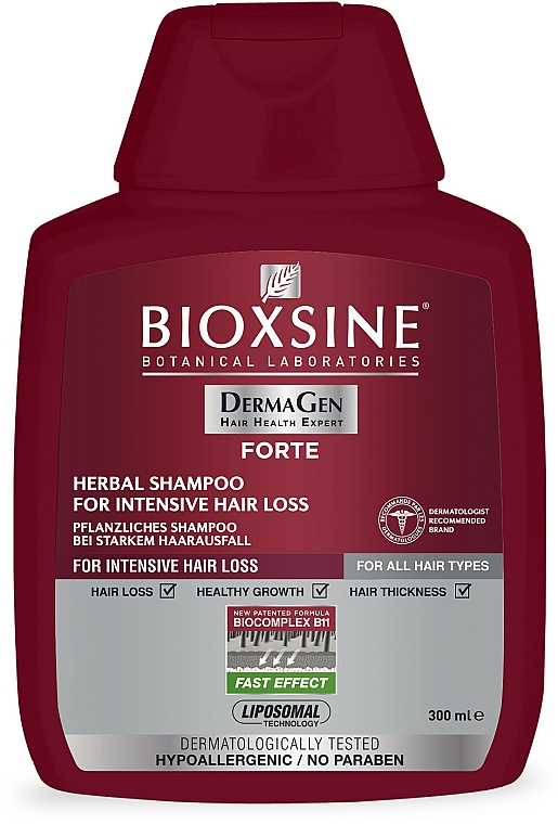 Ziołowy szampon przeciw intensywnemu wypadaniu włosów - Biota Bioxsine DermaGen Forte Herbal Shampoo For Intensive Hair Loss — Zdjęcie N1