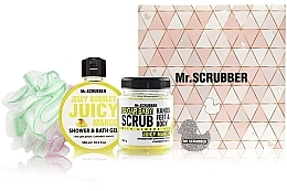 Kup Zestaw - Mr.Scrubber "Juicy Mango" (body/scr/300 g + sh/gel/300 ml + sh/sponge)