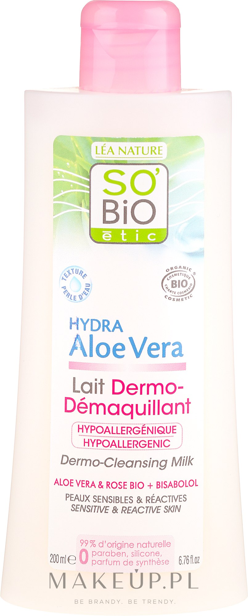 Mleczko do demakijażu twarzy do skóry delikatnej - So'Bio Etic Aloe Vera Dermo-Cleansing Milk — Zdjęcie 200 ml