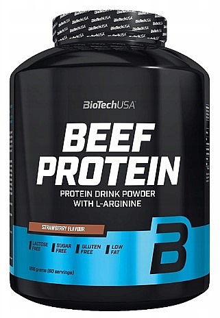 Izolat białka wołowego z L-argininą Truskawka - BioTechUSA Beef Protein Strawberry Drink Powder — Zdjęcie N2