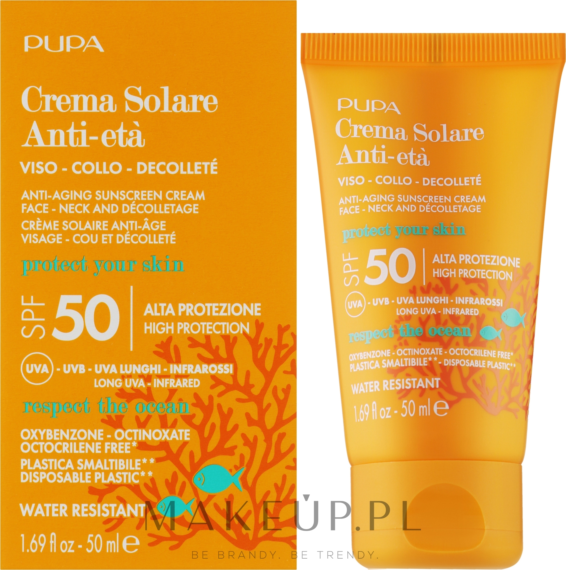 Przeciwstarzeniowy krem przeciwsłoneczny do twarzy - Pupa Anti-Aging Sunscreen Cream High Protection SPF 50 — Zdjęcie 50 ml