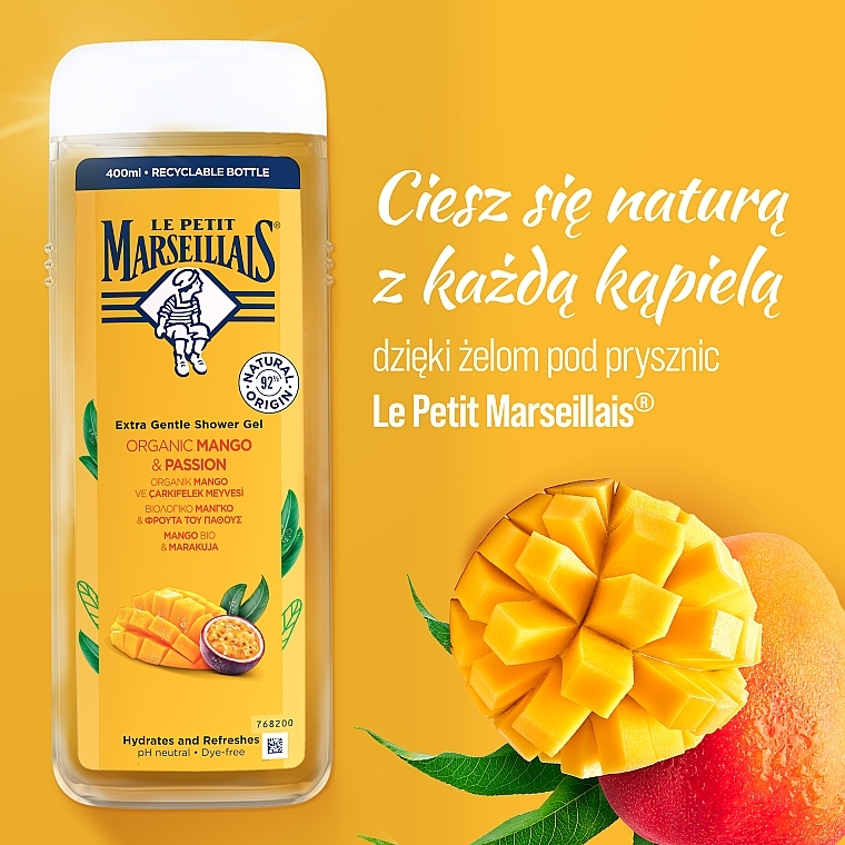 Żel pod prysznic Organiczne mango i marakuja - Le Petit Marseillais Extra Gentle Shower Gel Organic Mango & Passion Fruit — Zdjęcie N3