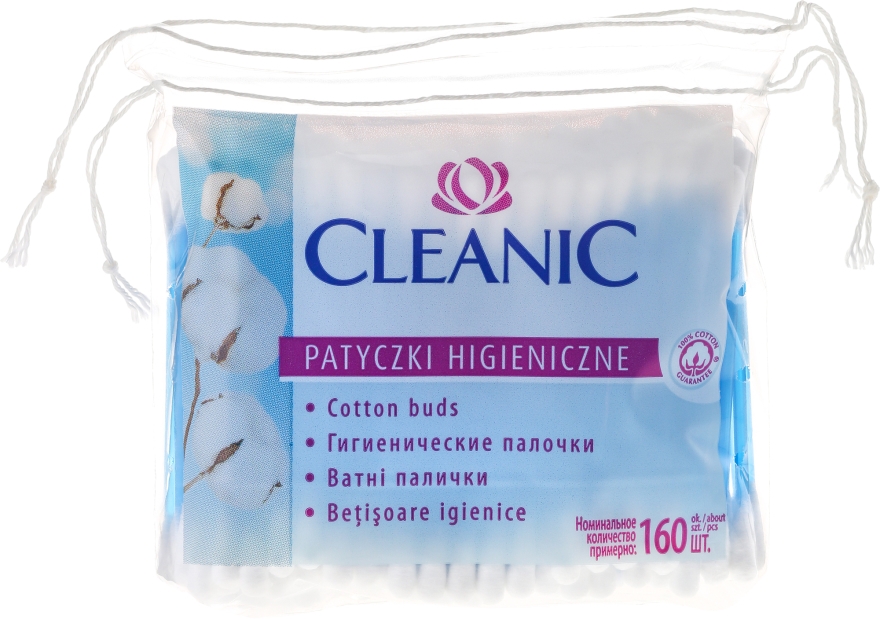 Patyczki kosmetyczne, 160 szt. - Cleanic Face Care Cotton Buds