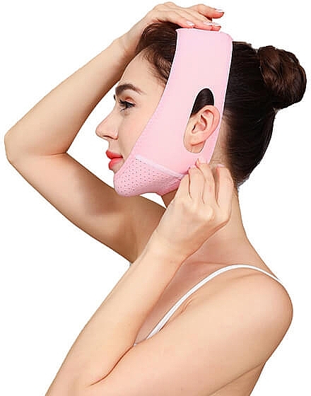 PRZECENA! Oddychająca maska modelująca kontur twarzy, różowa - Yeye V-line Mask * — Zdjęcie N6