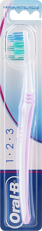 Szczoteczka do zębów, 35 średnia, liliowa - Oral-B 1-2-3 Classic Care 35 Medium — Zdjęcie N1