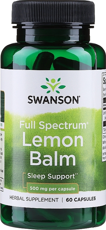 Suplement diety Melisa, 500 mg	 - Swanson Full Spectrum Lemon Balm — Zdjęcie N1