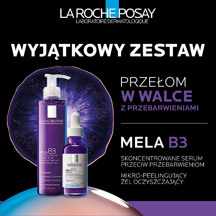 Zestaw do pielęgnacji twarzy - La Roche Posay Mela B3 (gel/200ml + ser/30ml) — Zdjęcie N4