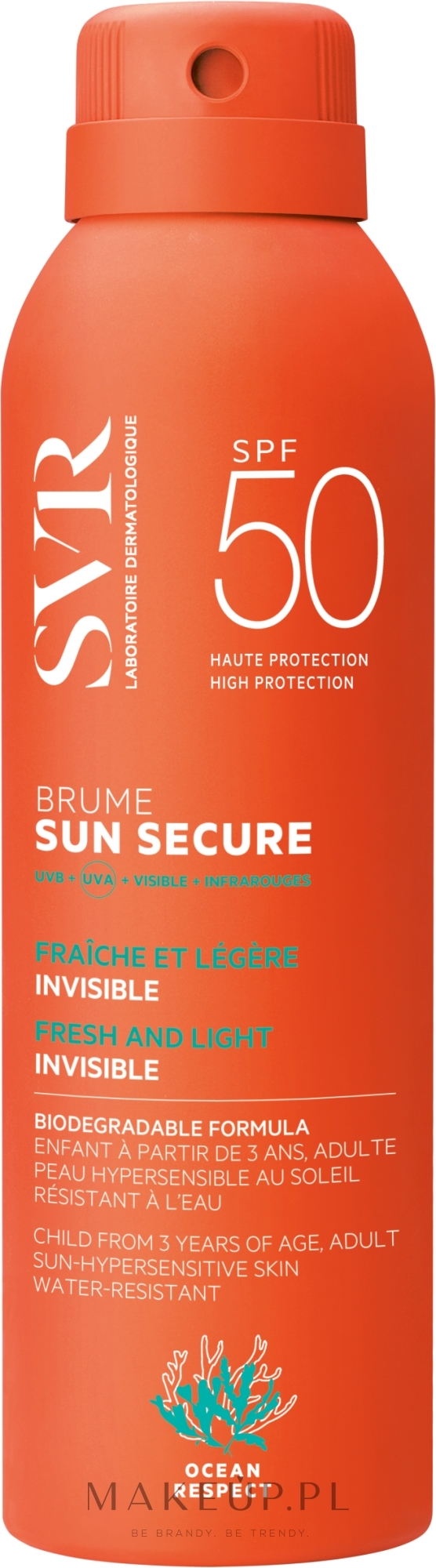 Spray przeciwsłoneczny do ciała SPF 50 - SVR Sun Secure Biodegradable Spf50 — Zdjęcie 200 ml