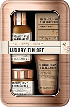 Kup Zestaw - Baylis & Harding The Fuzzy Duck Bergamot Hemp & Sandalwood Men's Luxury Grooming Tin Gift Set (hair/body/wash/100ml + crystals/50g + ash/balm/30ml + soap/25g)