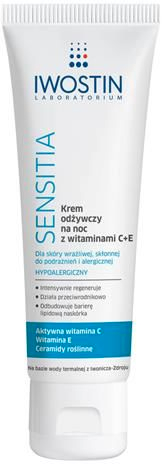 Odżywczy krem na noc z witaminami C i E do skóry bardzo suchej i wrażliwej - Iwostin Hydro Sensitia Vitamin C+E Face Cream — Zdjęcie N2