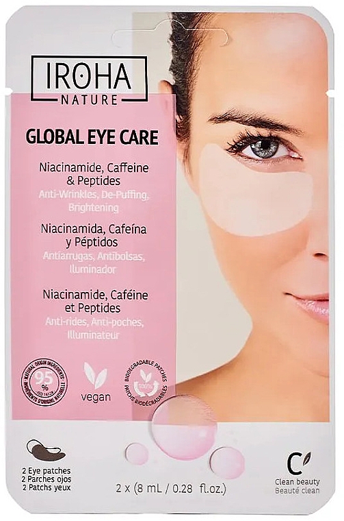 Płatki pod oczy - Iroha Nature Global Eye Care Niacinamide, Caffeine & Peptides — Zdjęcie N1