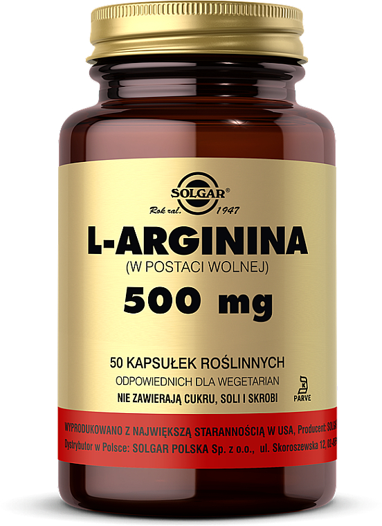L-arginina 500 mg - Solgar L-Arginine — Zdjęcie N1