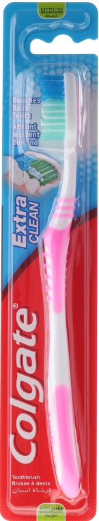 Szczoteczka do zębów o średniej twardości Extra Clean, różowa - Colgate Extra Clean Medium — Zdjęcie N1