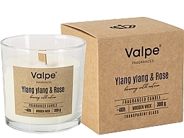 Świeca zapachowa z drewnianym knotem, w szkle Ylang-ylang i róża - Bispol Valpe Fragrances Candle Ylang Ylang & Rose — Zdjęcie N1