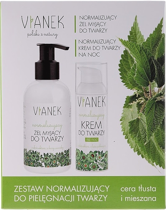 WYPRZEDAŻ Zestaw normalizujący do pielęgnacji twarzy - Vianek Seria zielona energetyzująca (gel 150 ml + cr 50 ml + mask 10 ml) * — Zdjęcie N1