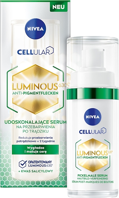 PRZECENA! Udoskonalające serum na przebarwienia po trądziku - NIVEA Luminous 630 Serum Anti-Pigmentflecken * — Zdjęcie N1