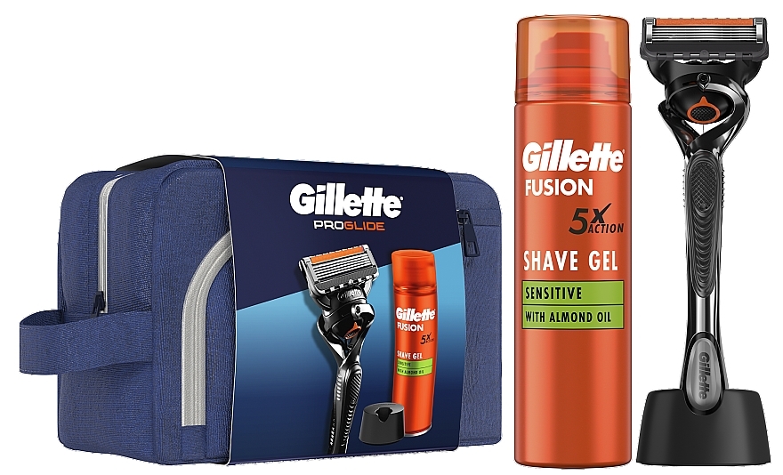 Zestaw - Gillete Proglide (sh/gel/200ml + razor/1pcs + blade/1pcs + bag + acc/1pc) — Zdjęcie N1