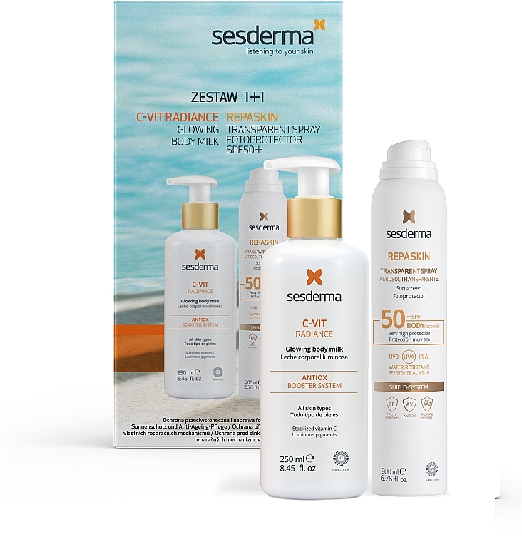 PRZECENA! Zestaw - SesDerma Laboratories C-Vit Radiance & Repaskin (b/milk/250 ml + b/spr/200 ml) * — Zdjęcie N1