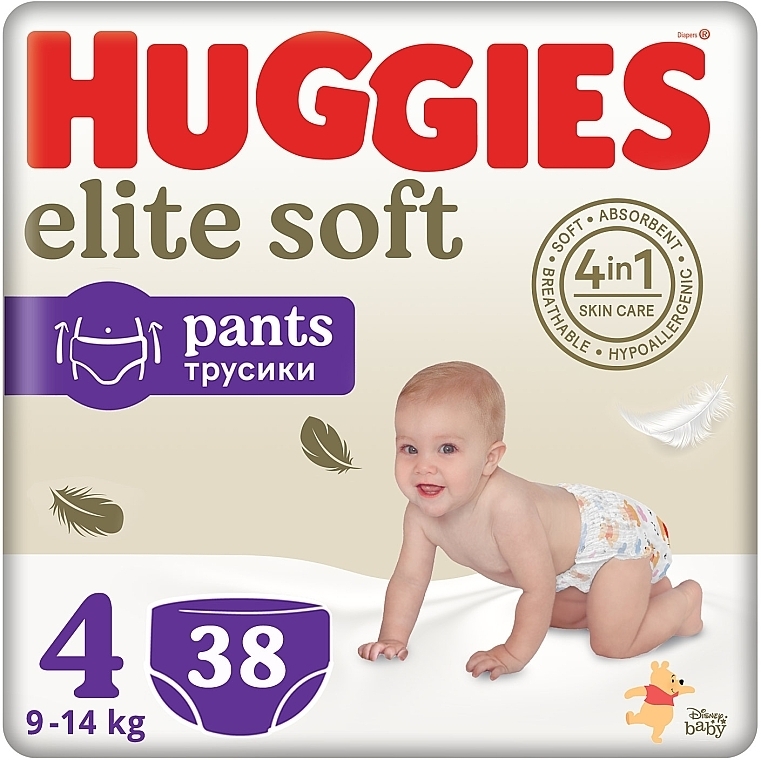 Pieluchomajtki Elite Soft Pants, rozmiar 4, 9-14 kg, 38 szt. - Huggies  — Zdjęcie N1