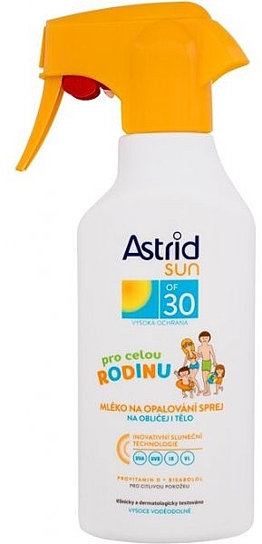 Nawilżające mleczko do opalania w sprayu SPF 30 - Astrid Sun Family Trigger Milk Spray SPF 30 — Zdjęcie N1