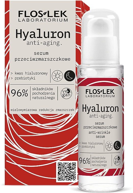 Przeciwzmarszczkowe serum do twarzy z kwasem hialuronowym i prebiotykami - Floslek Hyaluron Anti-Wrinkle Serum — Zdjęcie N1