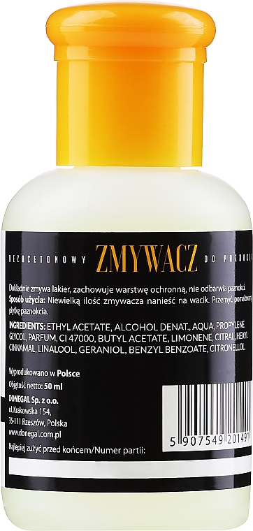 Zmywacz do paznokci z witaminą E Cytryna - Donegal Nail Polish Remover — Zdjęcie N2