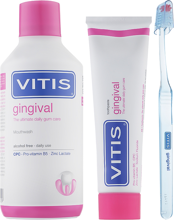 Zestaw - Dentaid Vitis Gingival (Toothpaste/100ml + Toothbrush + Mouthwash/500ml)