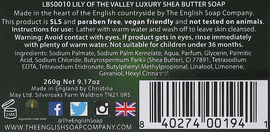 Mydło w kostce Konwalia - The English Soap Company Lily Of The Valley Luxury Shea Butter Soap — Zdjęcie N3