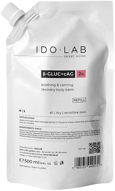 Intensywnie nawilżający i łagodzący balsam do ciała - Idolab B-Gluc + cAG Refill (uzupełnienie) — Zdjęcie N1