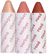 WYPRZEDAŻ Zestaw balsamów do ust, powiek i policzków - Axiology Lip-to-Lid Balmies Trio (lip/balm/3.4g) * — Zdjęcie N1