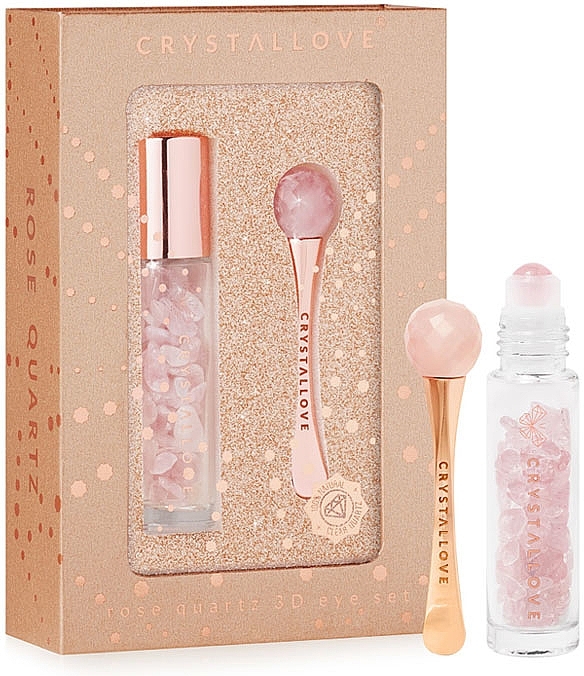 Zestaw - Crystallove Rose Quartz 3D Eye Set Limited Edition (bottle/1 pc + massager/1 pc) — Zdjęcie N1