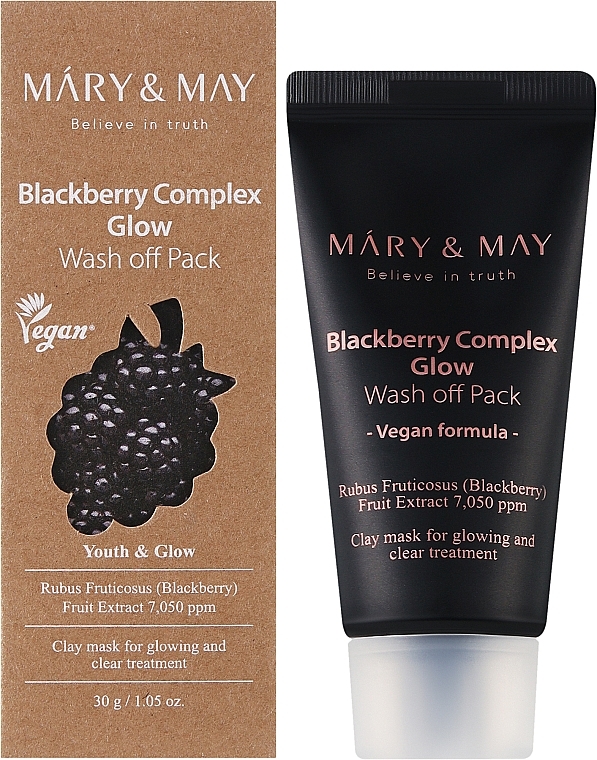 Antyoksydacyjna glinkowa maseczka do twarzy z jeżynami - Mary & May Blackberry Complex Glow Wash Off Mask — Zdjęcie N2