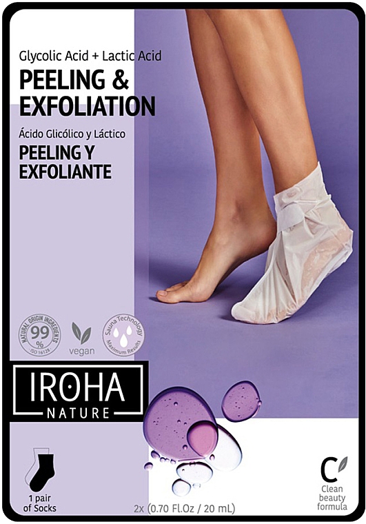 Maska do stóp w skarpetkach - Iroha Nature Lavender Exfoliating Feet Socks Foot Mask — Zdjęcie N1