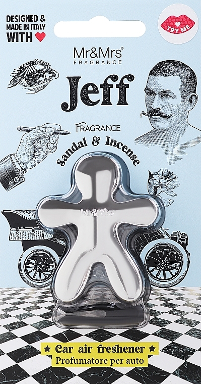 Mr&Mrs Fragrance Jeff Sandal&Incense - Odświeżacz do samochodu — Zdjęcie N1