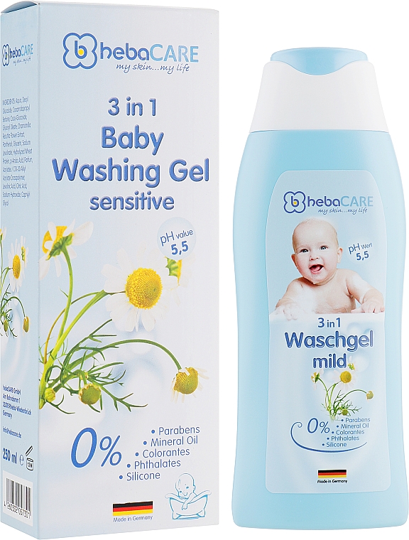 Delikatny żel dla dzieci do mycia włosów i ciała 3w1 - HebaCARE Washing Gel 3in1 — Zdjęcie N1