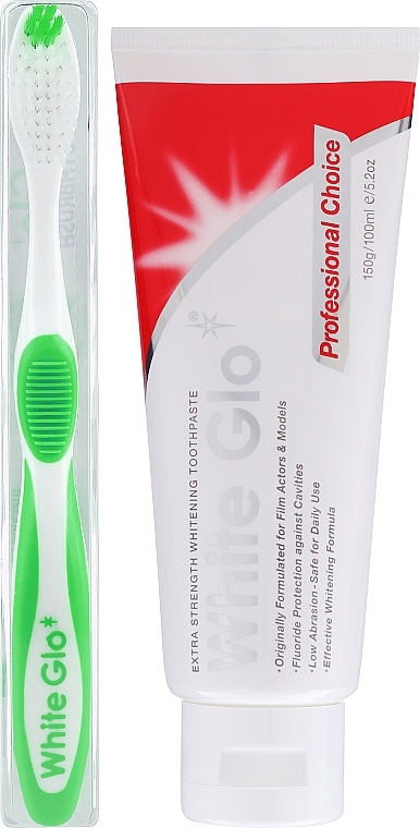 Zestaw: wybielająca pasta do zębów dla aktorów i modelek + zielona szczoteczka - White Glo Professional Choice Whitening Toothpaste (toothpaste/100ml + toothbrush) — Zdjęcie N1