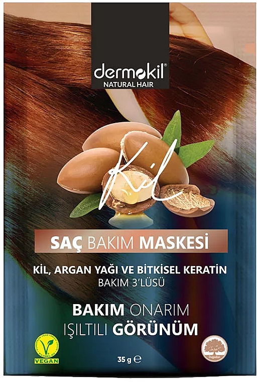 Maska do włosów z olejkiem arganowym - Dermokil Argan And Herbal Keratan Natural Hair Mask (sachet) — Zdjęcie N1