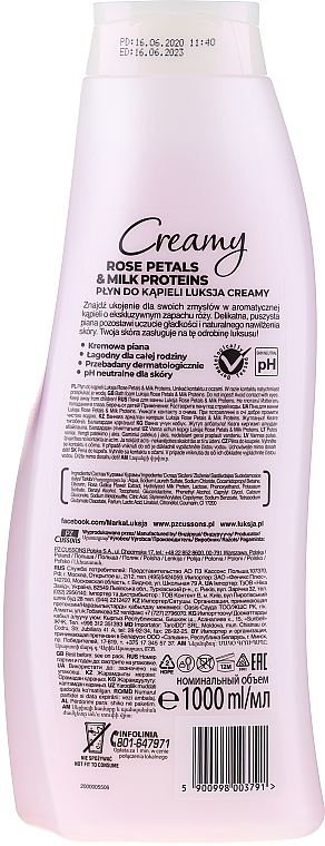 Płyn do kąpieli Płatki róż i proteiny mleka - Luksja Creamy Rose Petals & Milk Proteins — Zdjęcie N2