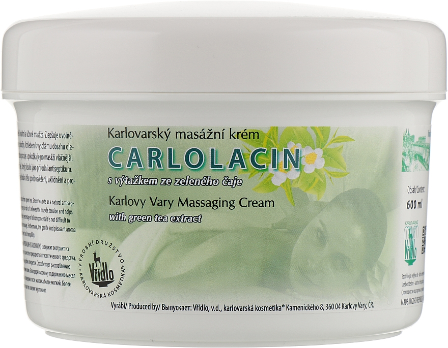 Krem do masażu z ekstraktem z zielonej herbaty - Vridlo Karlovarska Kosmetika Carlolacin