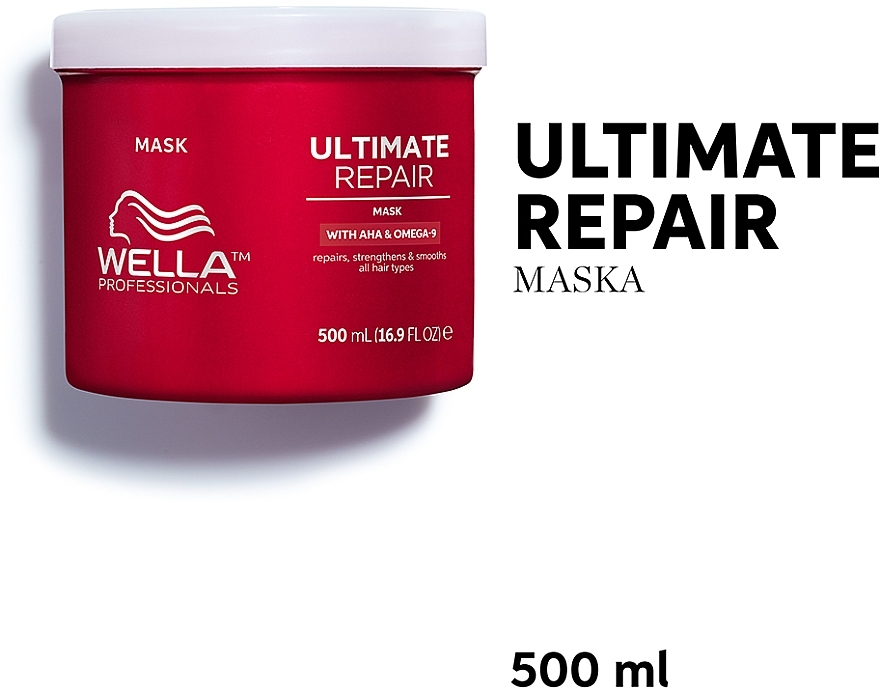 Krem-maska do wszystkich rodzajów włosów - Wella Professionals Ultimate Repair Mask With AHA & Omega-9 — Zdjęcie N6