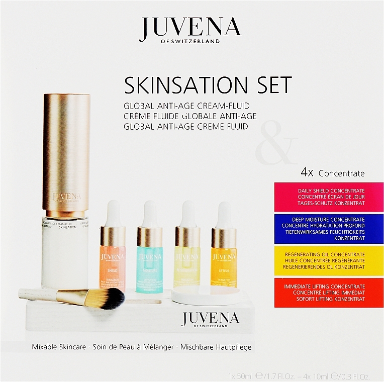 Zestaw do ekskluzywnej pielęgnacji skóry - Juvena Skinsation Skin Care Kit (fluid/50ml + conc/4x10ml + dispenser + dropper) — Zdjęcie N1