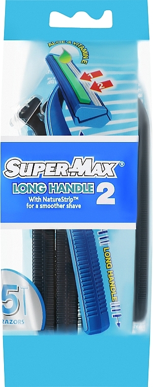 Zestaw maszynek do golenia bez wymiennych wkładów, 5 szt. - Super-Max Long Handle 2 — Zdjęcie N1