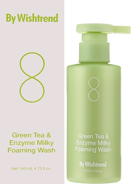 Pianka oczyszczająca z zieloną herbatą i enzymami - By Wishtrend Green Tea & Enzyme Milky Foaming Wash — Zdjęcie N2