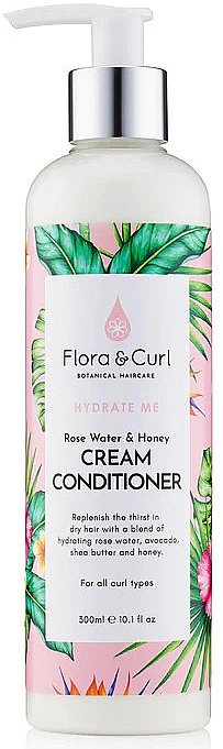 Kremowa odżywka do włosów z wodą różaną i miodem - Flora & Curl Hydrate Me Rose Water & Honey Cream Conditioner — Zdjęcie N1
