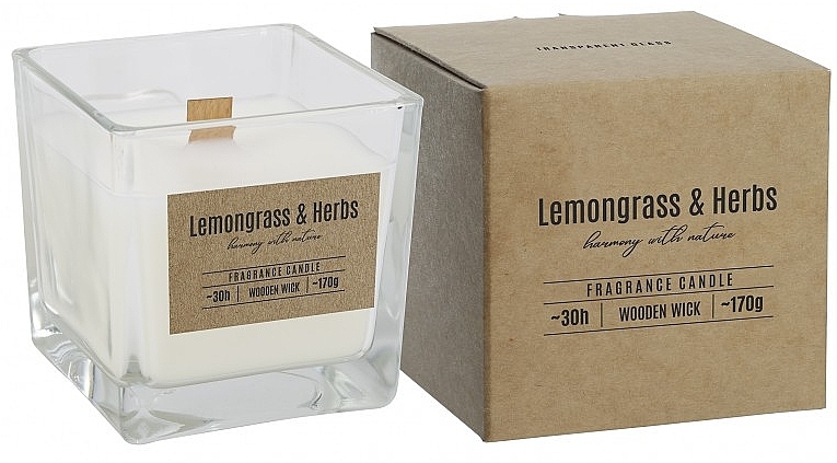 Świeca zapachowa z drewnianym knotem Trawa cytrynowa i zioła - Bispol Fragrance Candle Lemongrass And Herbs — Zdjęcie N1