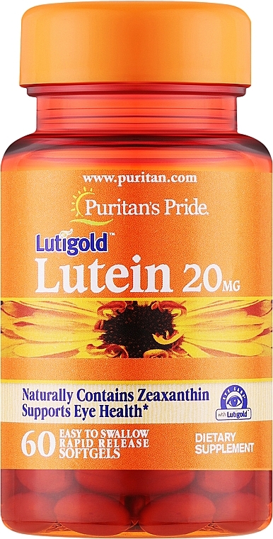 Suplement diety Luteina 20 mg - Puritan's Pride Lutein 20mg with Zeaxanthin — Zdjęcie N1