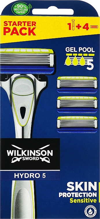 Maszynka do golenia z 4 wymiennymi wkładami - Wilkinson Sword Hydro 5 Skin Protection Sensitive — Zdjęcie N1